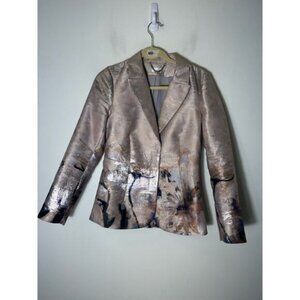 Ecru Pewter Long Sleeve Water Color Jacket/Blazer Sz 4